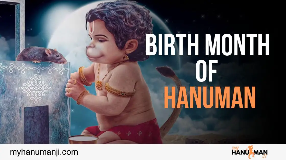 showing little hanuman and describing birth month of hanuman