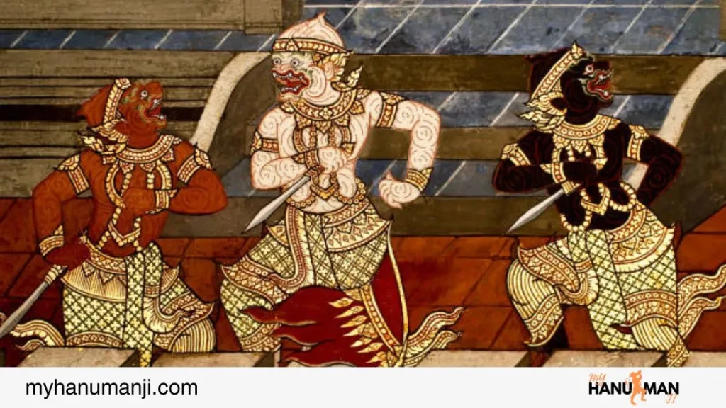 The image depicting the story behind hanuman monkey form